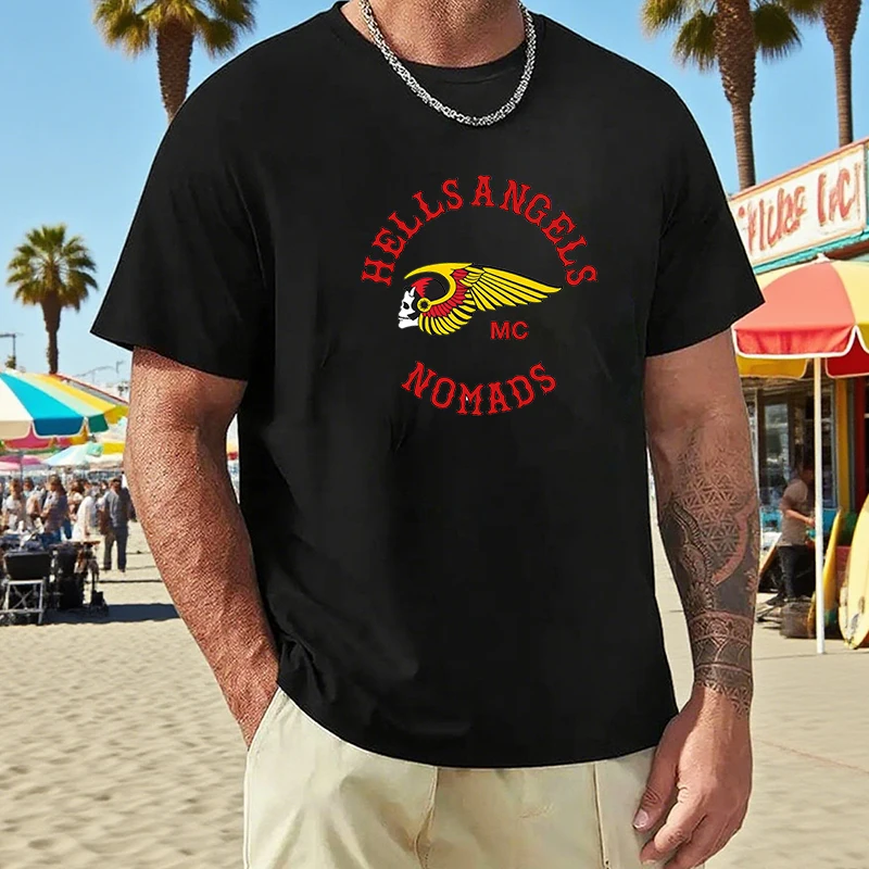 

Graphic T Shirts Y2k H-Hells A-Angels M-MC Men's Clothing Summer Tops Cotton T-shirt Streetwear Oversize Short Sleeve Tee