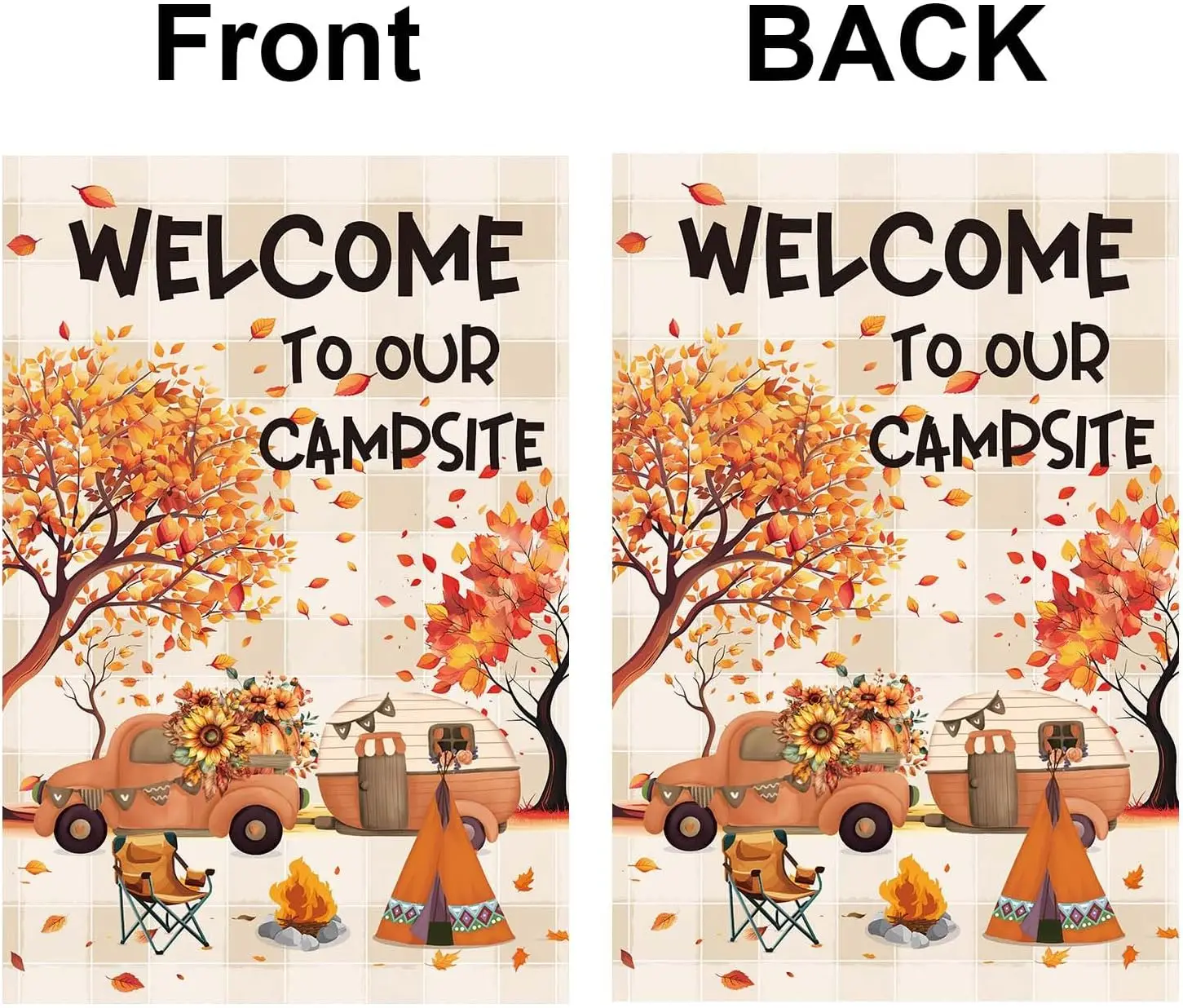 12x18 بوصة الخريف التخييم حديقة أعلام مرحبا بكم في مخيمنا حديقة العلم مزدوجة الوجهين البوليستر ديكور خارجي أعلام التخييم F FFI #3