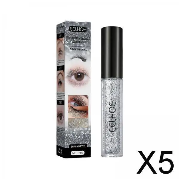 5xSparkling Diamond Glitter Mascara Easy to Remove Waterproof for Parties