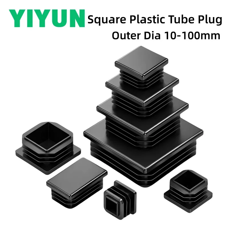 2-50PCS Square Tube End Cap Nylon Plastic Plug OD 10mm-100mm Furniture Foot Protector Cover Blanking Plugs Tubing Stopper