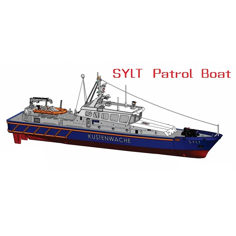 1/16 Sea Patrol Boat RC German Coast Guard Zdalnie sterowany zestaw modeli statków DIY Ręcznie robiony model statku Zabawka Prezent Navy Attack Boat