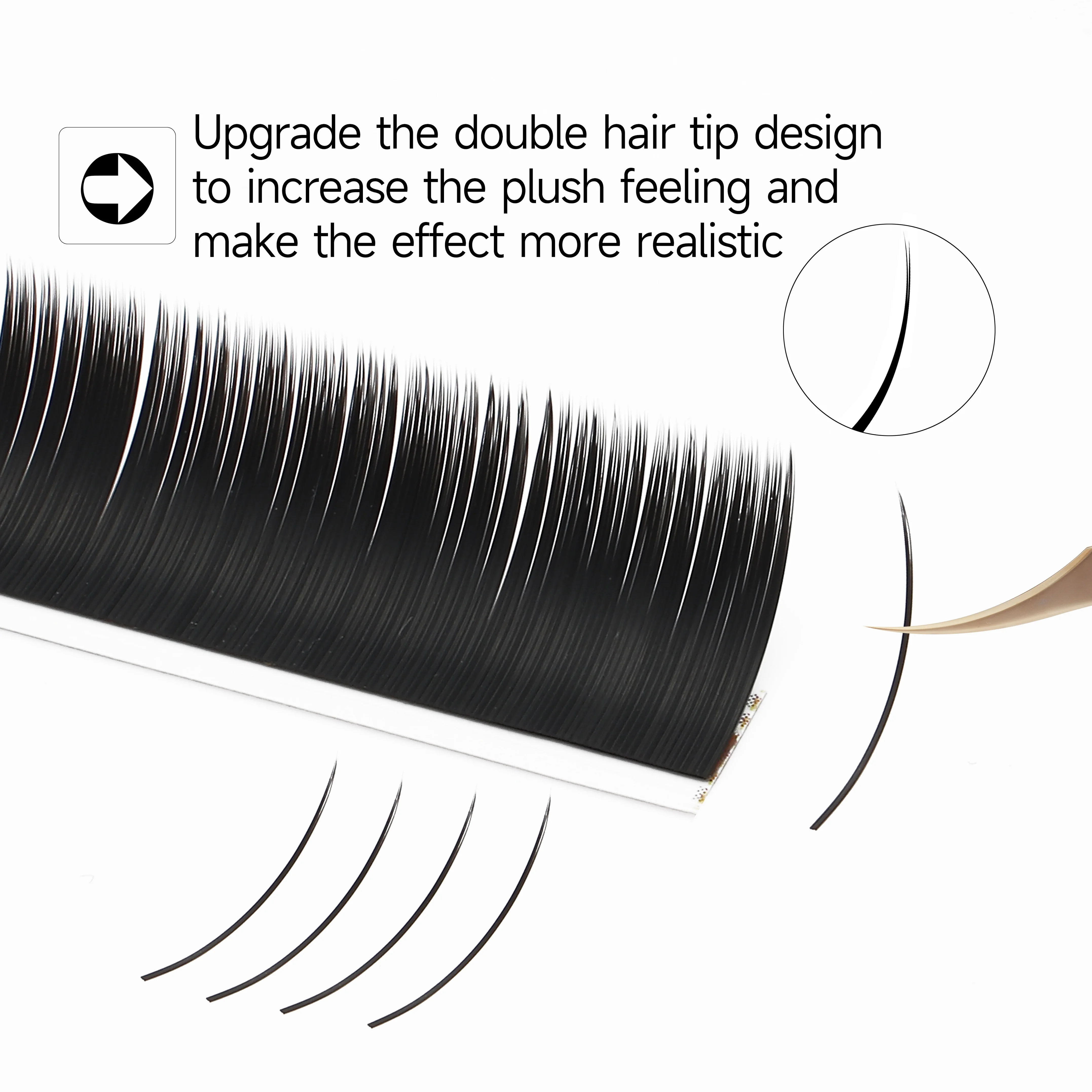 XIUSUZAKI Flat Ellipse Eyelash Split Tips Matte Gray Black Color Super Soft Gentle Natural Eyelash Extension Flat Shape Lashes