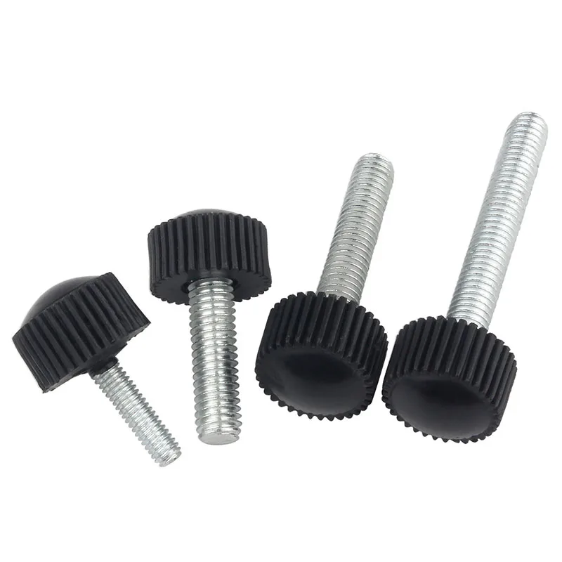 5/10/20Pc Carbon Steel+Plastic Round Head Straight Pattern Hand Twisted Adjustable Screw M4~M6 Cylindrical Bakelite Handle Bolt