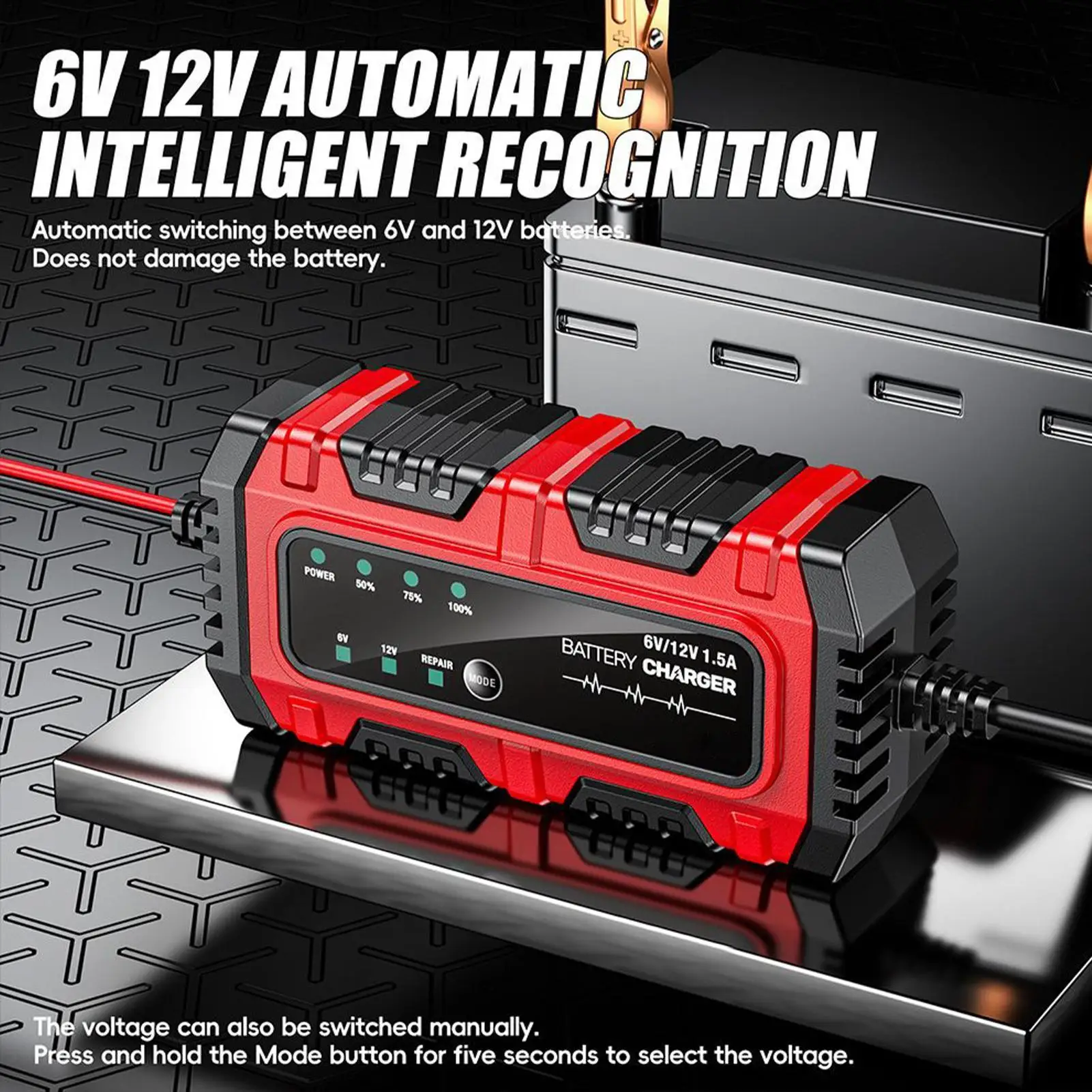 

6V/12V 1.5A Car Battery Charger Smart Charger Car and Motorcycle Battery Battery Trickle Charger for Car Truck SUV Batteries