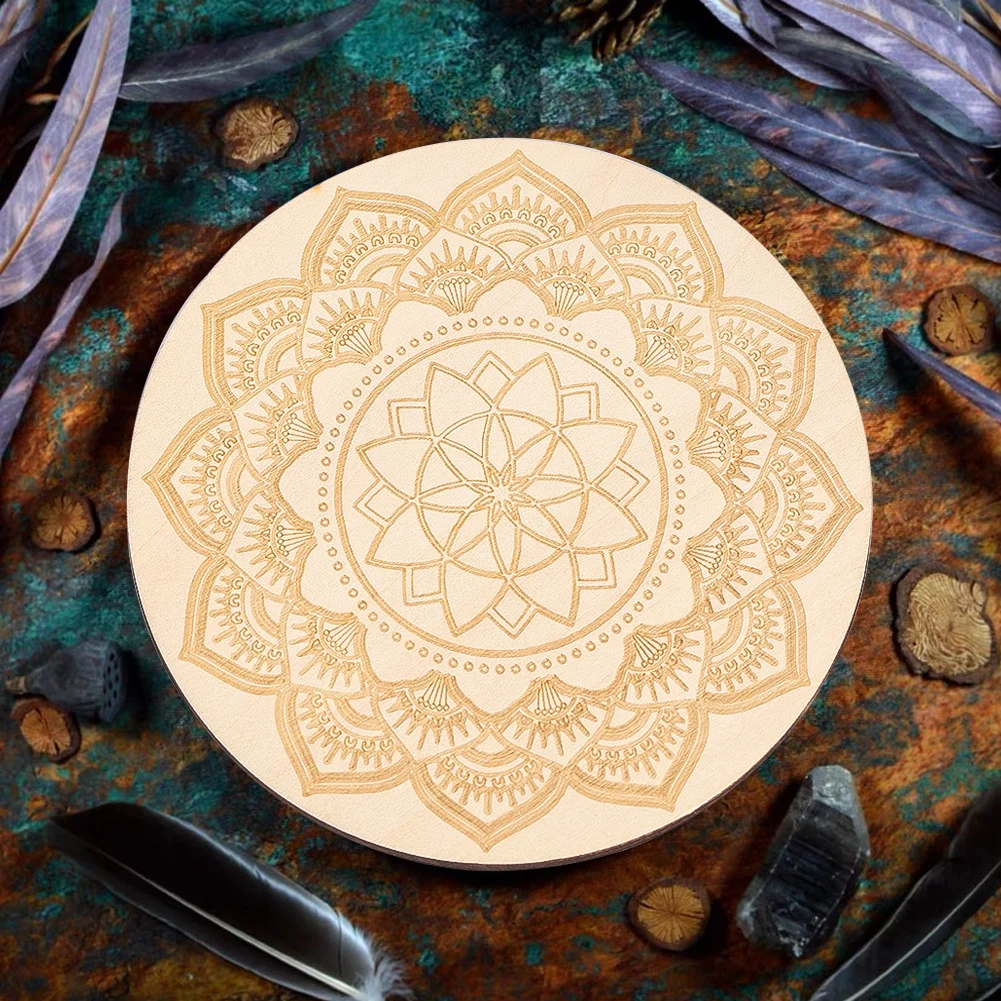 Mandala Wooden Coaster Round Engraved Table Decoration Heat Resistant Drink Cup Mat for Home Kitchen Accessories Gift Boho Style