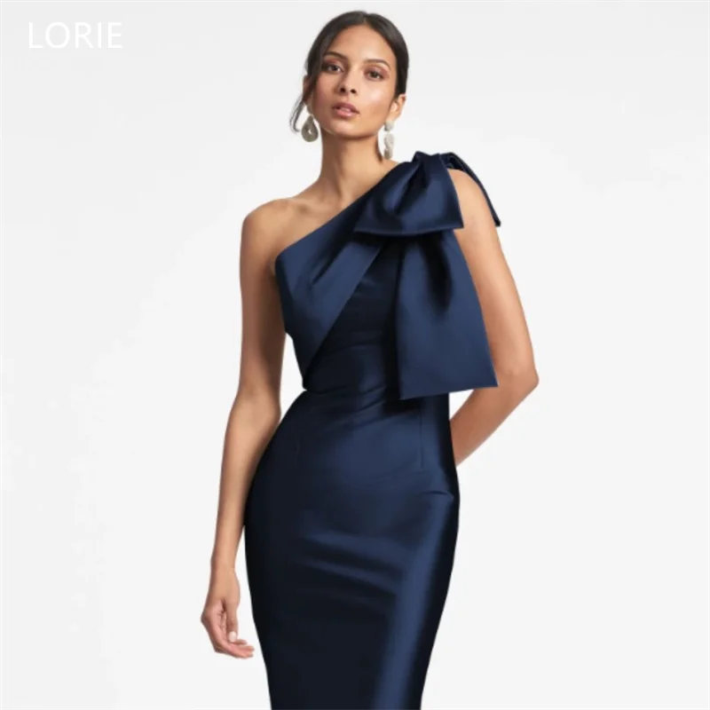 

LORIE BIG Bow Satin Party Dresses Evening One Shoulder Mermaid Prom Dress Sleeveless Floor-Length Prom Gown 2025 Customized