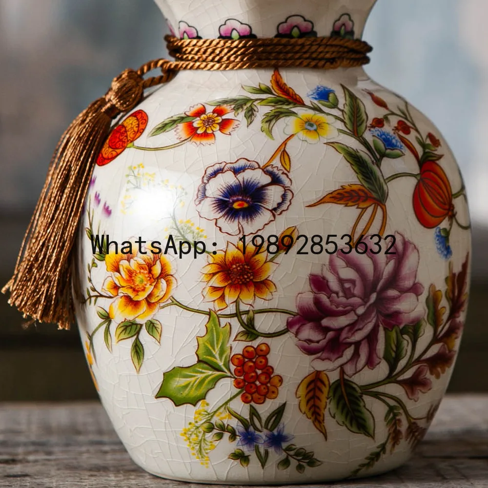 HP  American Retro Ceramic Vase Creative Lucky Bag Style New Chinese Decorations for Living Room Dining Table Desktop