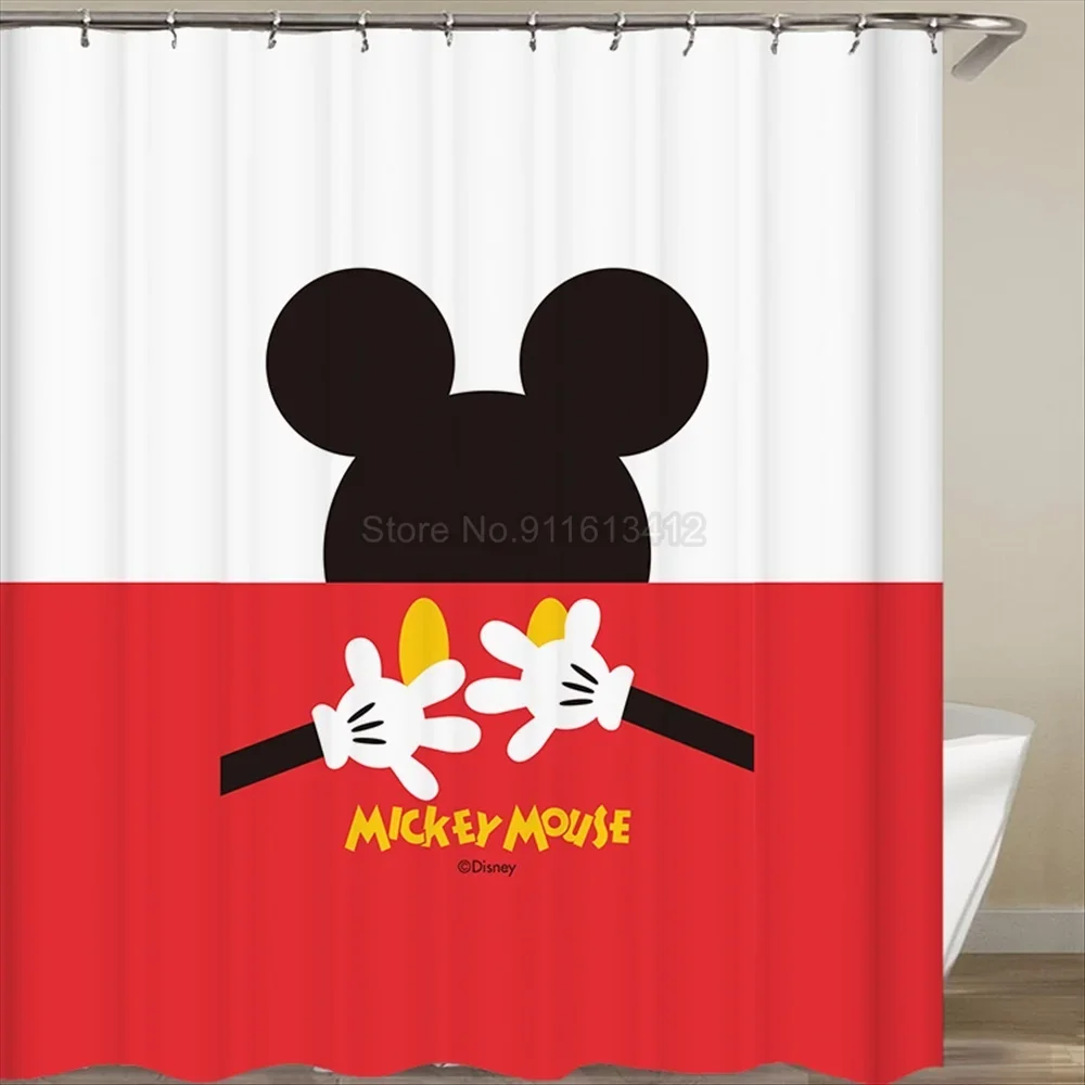 Christmas Gifts Mickey Mouse Minnie Shower Curtain for Bathroom Waterproof Cute Cartoon Pattern Bath Curtain with Hooks