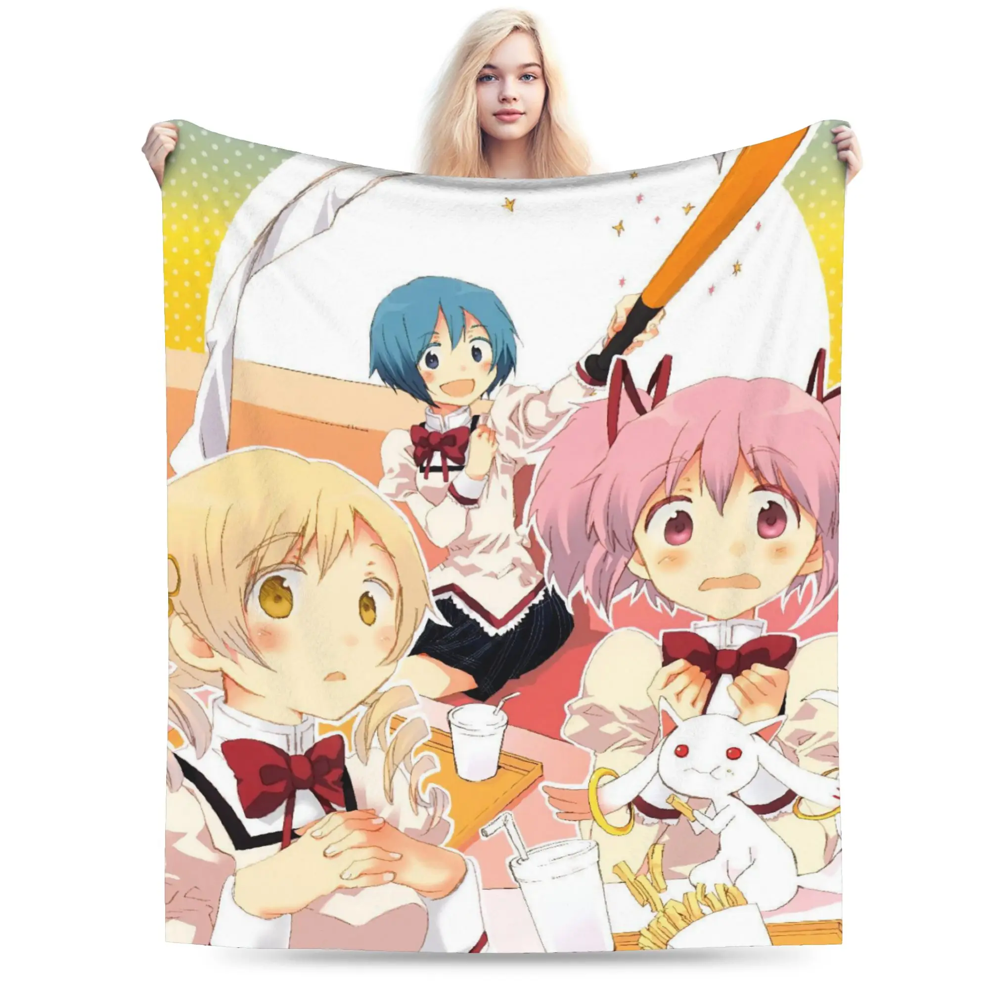 Puella Magi Madoka Magica Anime Blanket Flannel Spring Autumn  Multifunction Soft Throw Blanket for Bedding Plush Thin Quilt