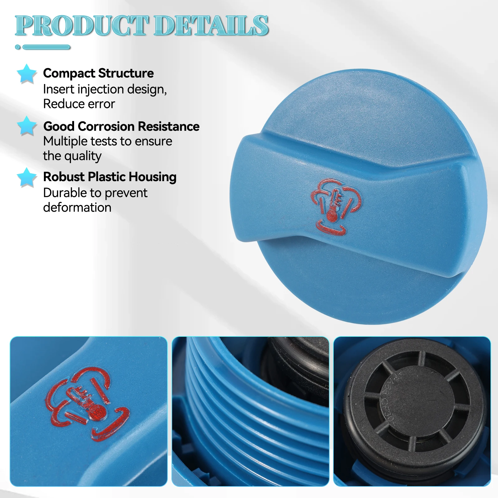 COOLANT EXPANSION HEADER OVERFLOW TANK CAP COVER 1J0121321A 1J0121321B  For Audi A4 B5 A6 C5 A3 Q7 VW Golf IV Passat 3B Polo 9N view 4