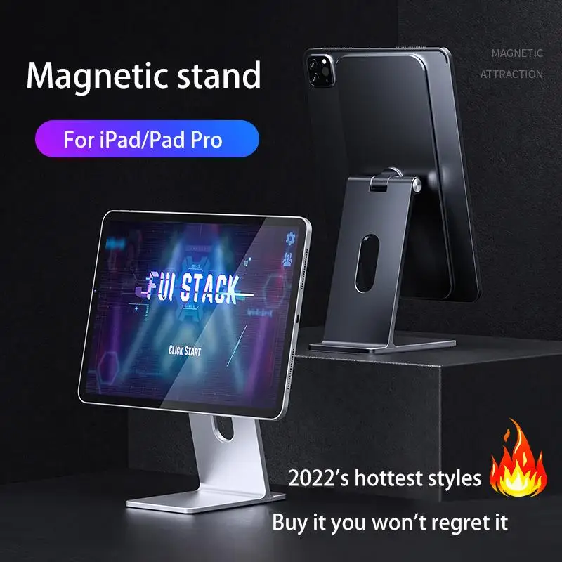 Top New Magnetic Tablet Holder Aluminum Stand For iPad Series 360° Rotation No Shaking For iPad Pro 12.9/11 inches Tablet