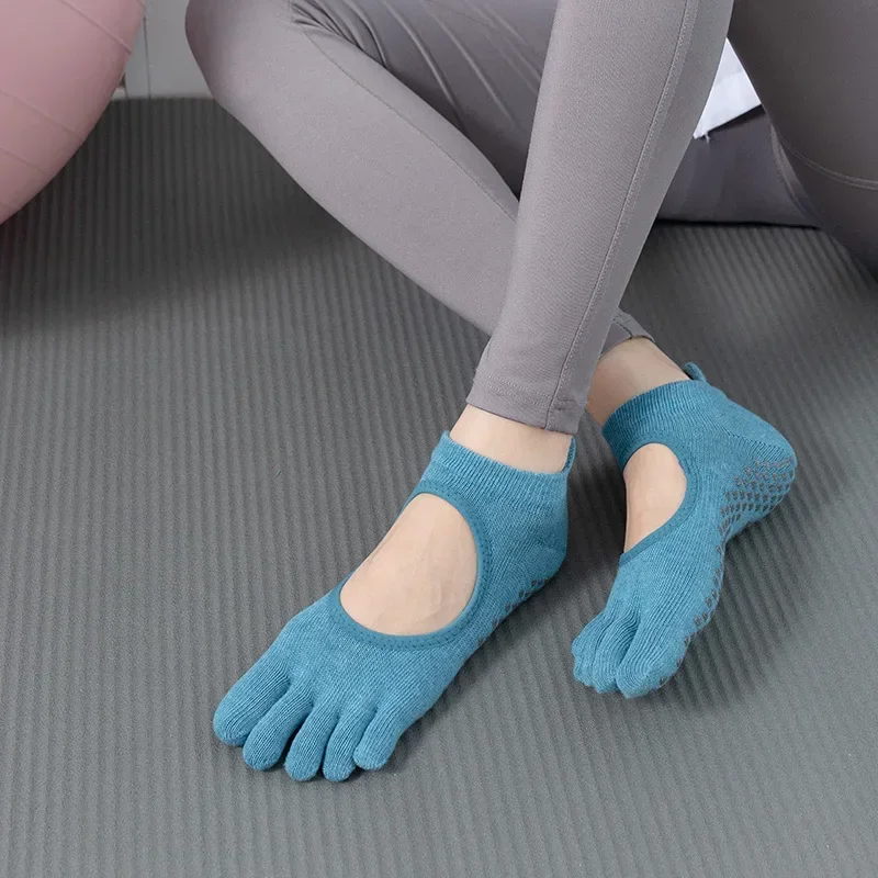 Five Toed Yoga Socks Cotton Silicone Non-slip Women High Quality Pilates Grip Socks