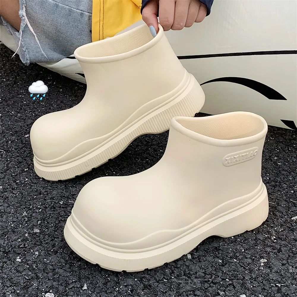 Bottes de pluie jaunes de haute qualité pour femme, style coréen, à bout large, imperméables, type g
