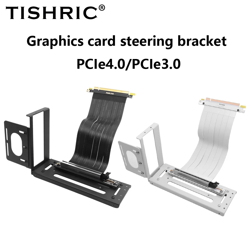 TISHRIC PCIE 3.0 /4.0 16X To 16X Riser Card  Flexible Cable Card High Speed Extension Port Adapter with Graphics Card Holder