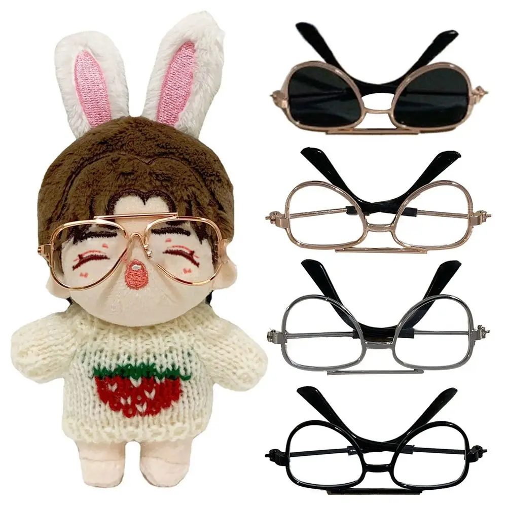 Fashion Double Beam Doll Glasses For 1/3 1/4 BJD Dolls Accessories Vintage Miniature Pilot Glasses 10CM Plush Doll Eyeglasses