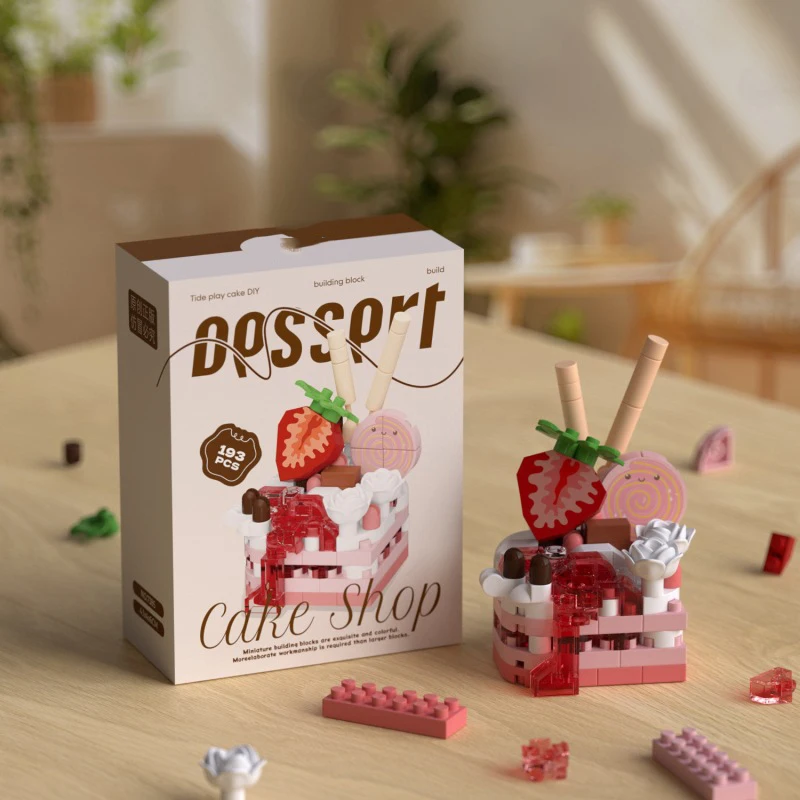 เค้ก Constructor บล็อกตกแต่งบ้านช่อดอกไม้อาหาร Candy Building Block ของเล่นประกอบของเล่นของขวัญวันเกิดสําหรับเด็กสาวผู้ใหญ่