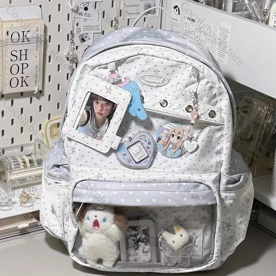 Kawaii Backpack Ita Bag Print School Bag for Girl Backpacks Woman Itabag with Transparent Pocket Women's Bag Ita Backpack