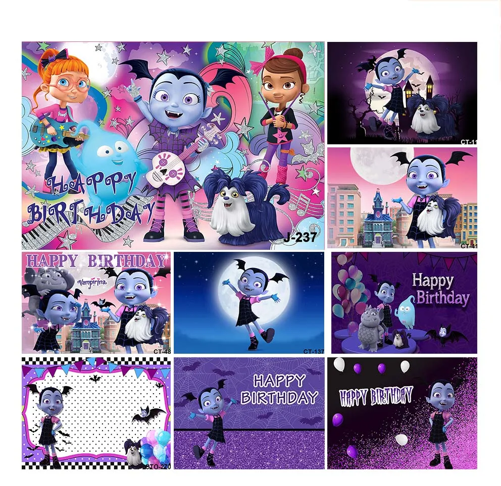 الكرتون Vampirina صورة خلفية الفتيات عيد ميلاد الأسنان فتاة هالوين الحفل حفلة التصوير خلفية ديكور الدعائم