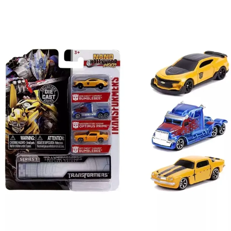 Figura de Transformers de JADA, Bumblebee, Starscream, Optimus Prime, Coche de Aleación, Muñeco de 4 cm, Juguete de Regalo