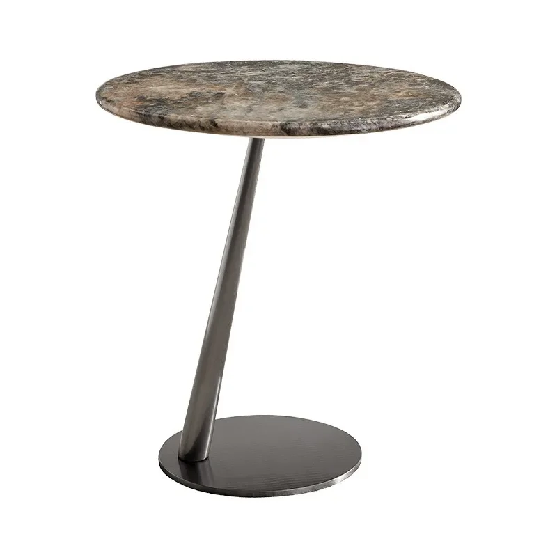 Italian minimalist natural marble edge, corner, round table