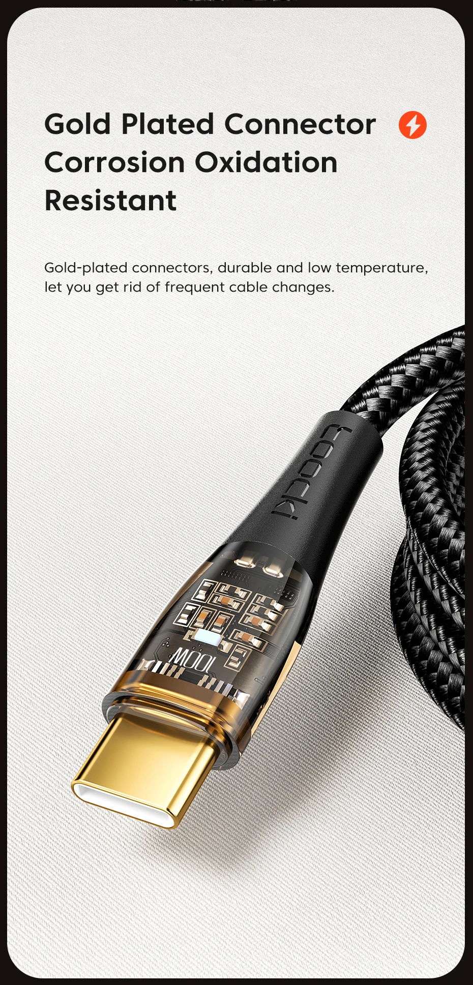 Toocki PD100W/60W Schnellladekabel USB-C zu USB-C für MacBook Air MateBook Samsung 5A Quick Charge Typ-C zu Typ-C Datenkabel – Detail 11