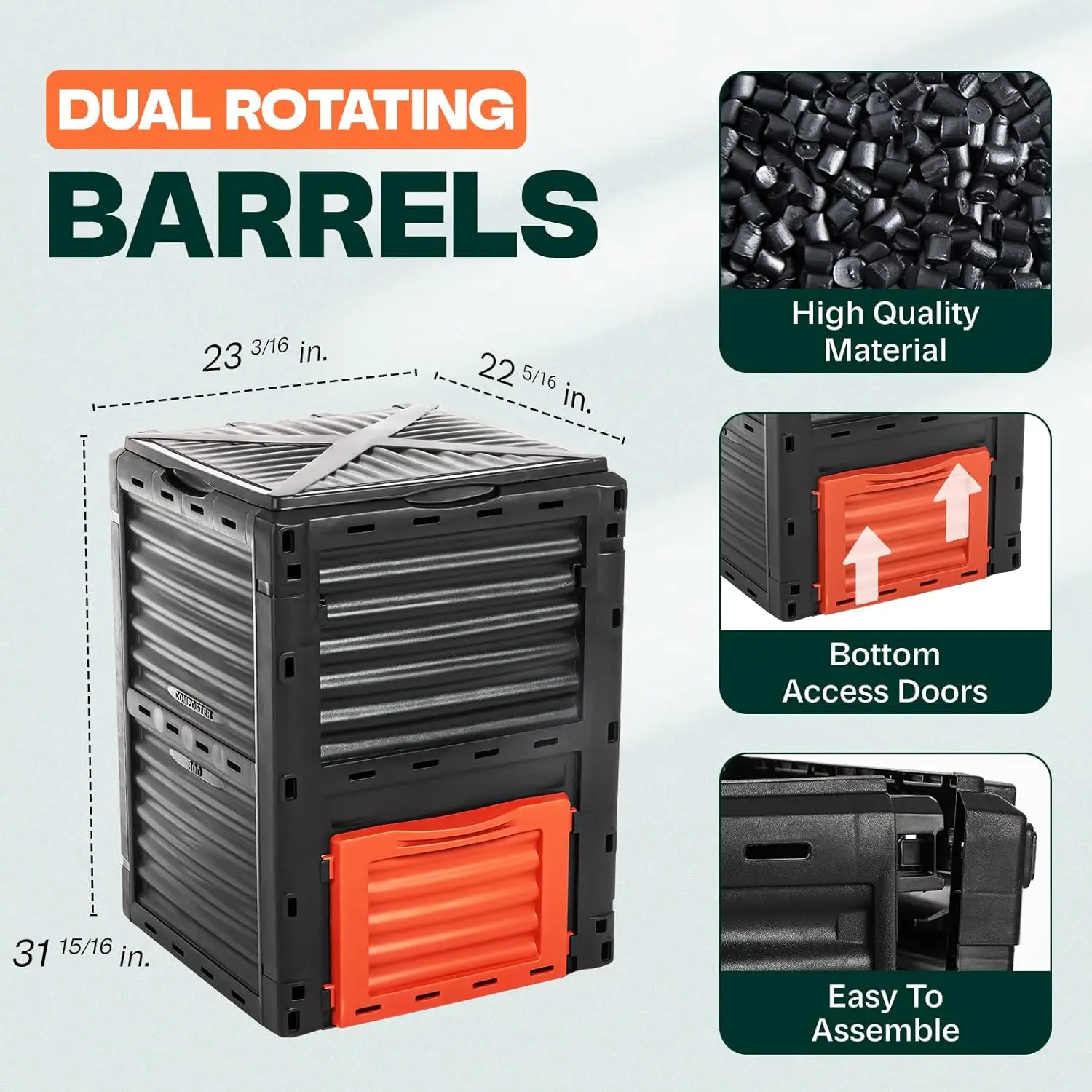 80-Gallon Outdoor Compost Bin, Large Capacity & Easy Assembly, Quick Composting, Space-Saving Garden Composter