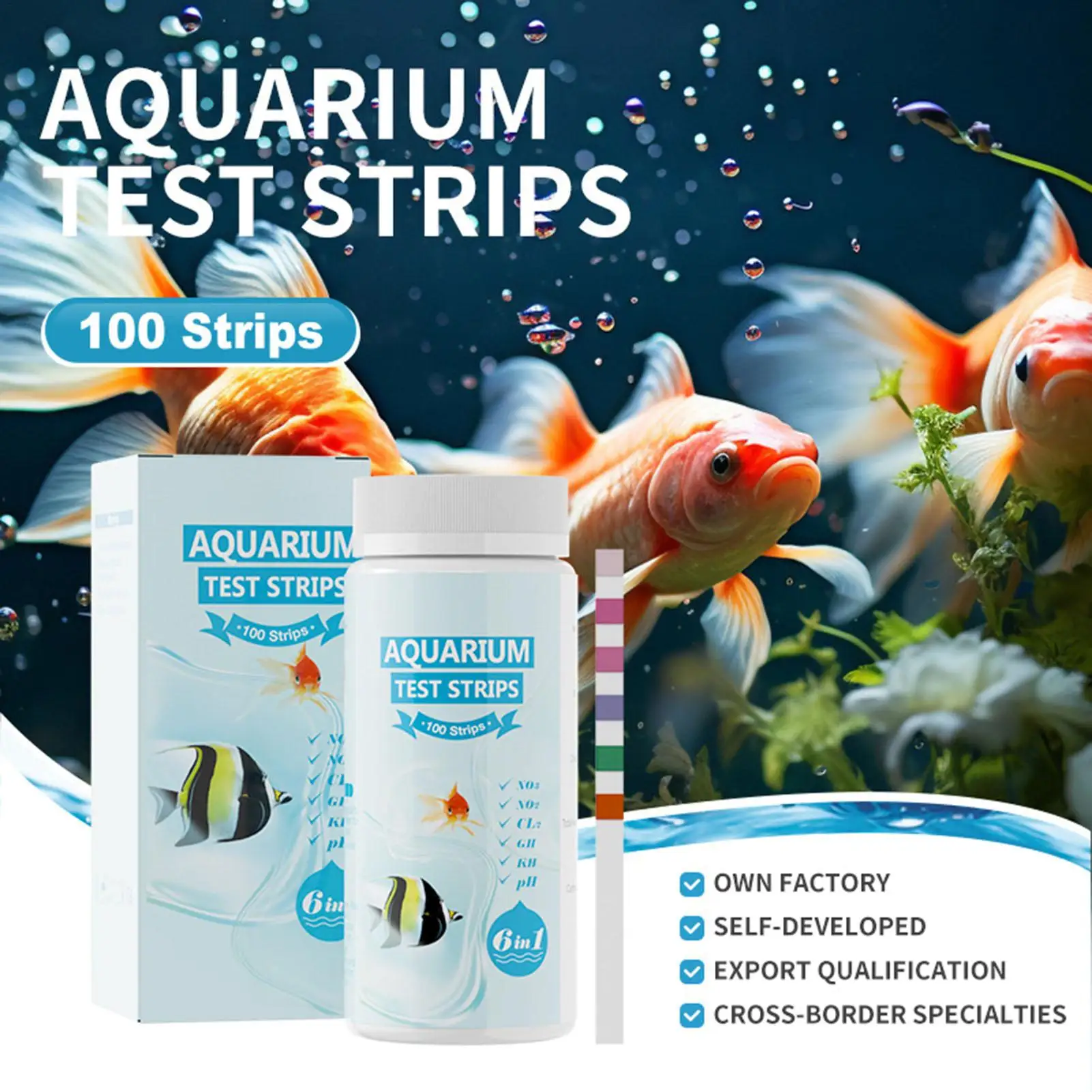 

Aquarium Test Strips 100 Pieces Saltwater Test Strips 6-in-1 Testing Paper Water Quality Tester For Daily Monitoring Travel Hot