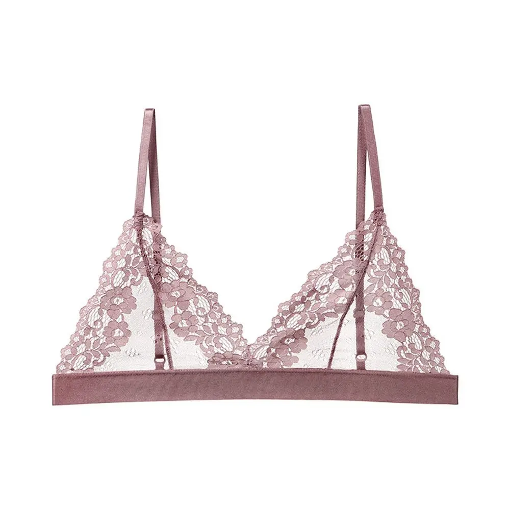 

Seamless Breathable Thin Underwear NO Steel Ring Tube Top Beauty Back Triangle Cup Women Bras Flower Lace Bralette