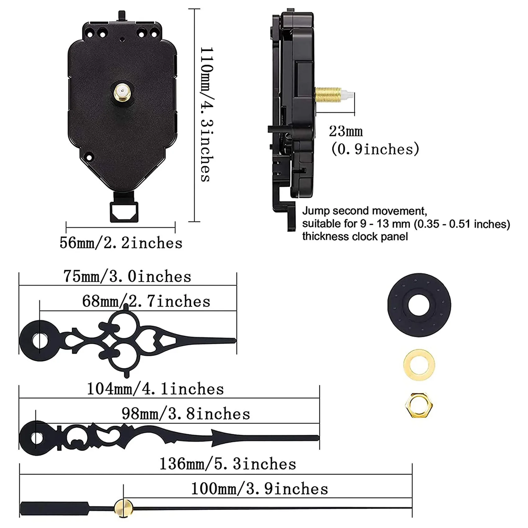 Quartz Pêndulo Movimento Mecanismo Relógio, Mãos Kits, DIY Peças De Reparação Do Relógio, Acessórios De Substituição, 23mm