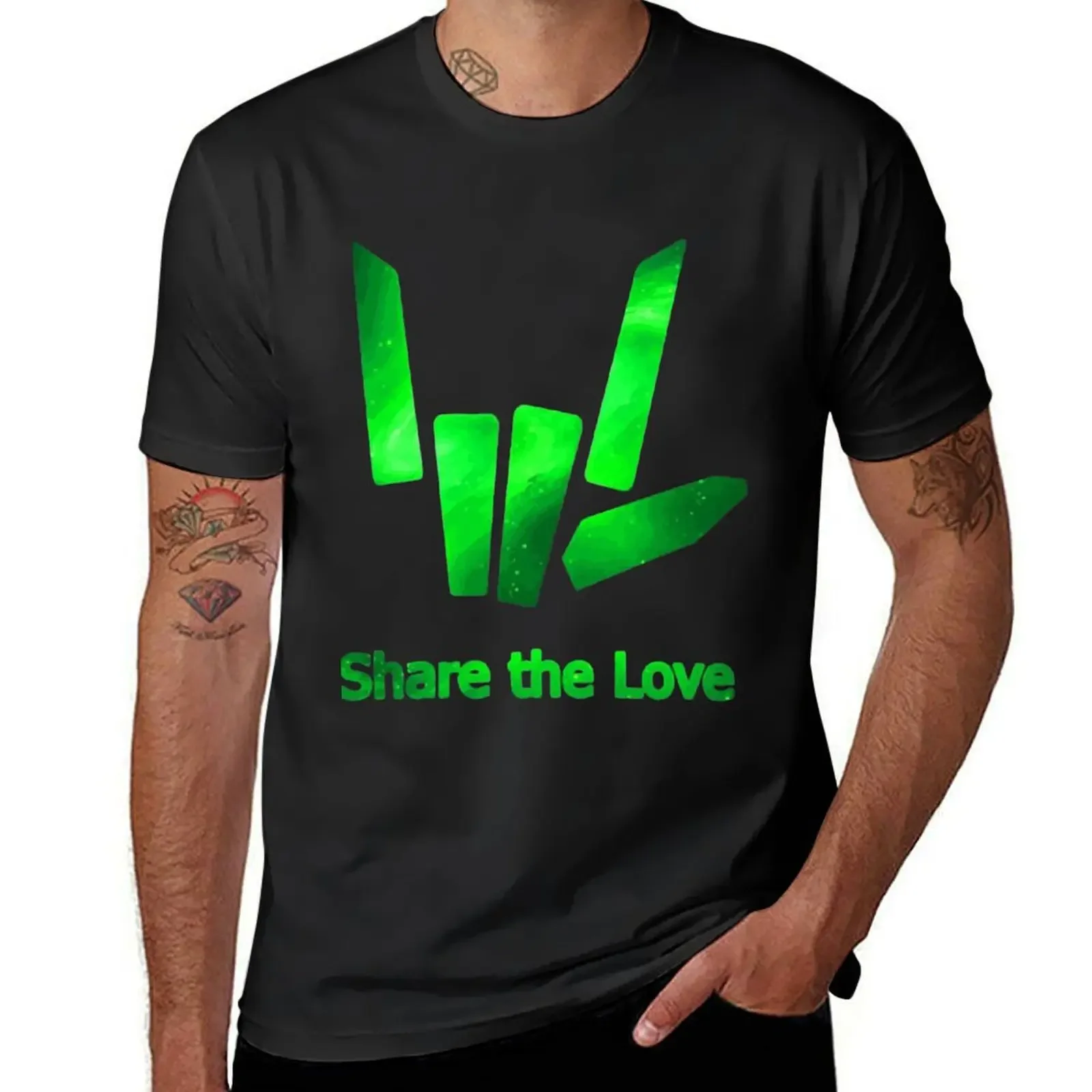 Kids share The Love green Galaxy Logo T-Shirt street wear graphic t shirt vintage mens clothing