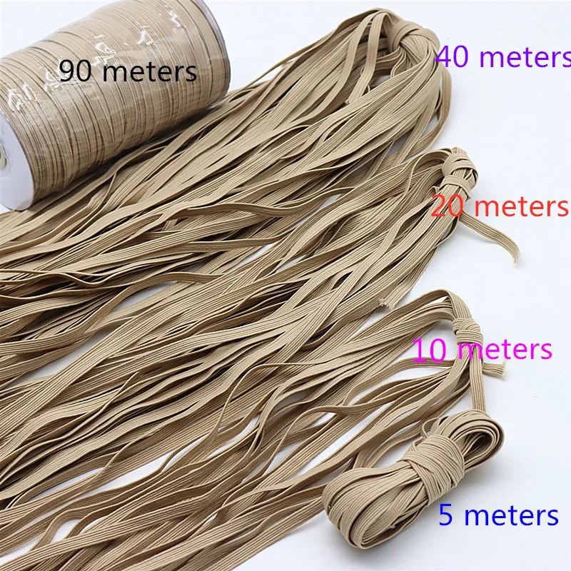 5m 10m 20m 40m 90m Elastic Elastic Band 6mm Color Sewing Household Rubber Band Elastic Band Garment Sewing Accessories