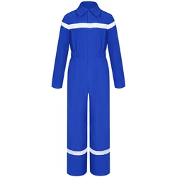 Kids Boys Cotton Long Sleeve Coveralls Jumpsuit Girls Wide Leg Mechanic Boilersuit Children Halloween Costume Dress Up