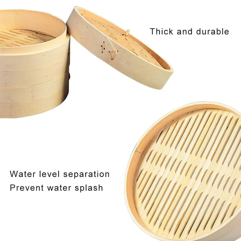 Dumplings Dimsum Tool Kitchen Basket with Lid Cage Cooker Set Bamboo Steamer Cakeware