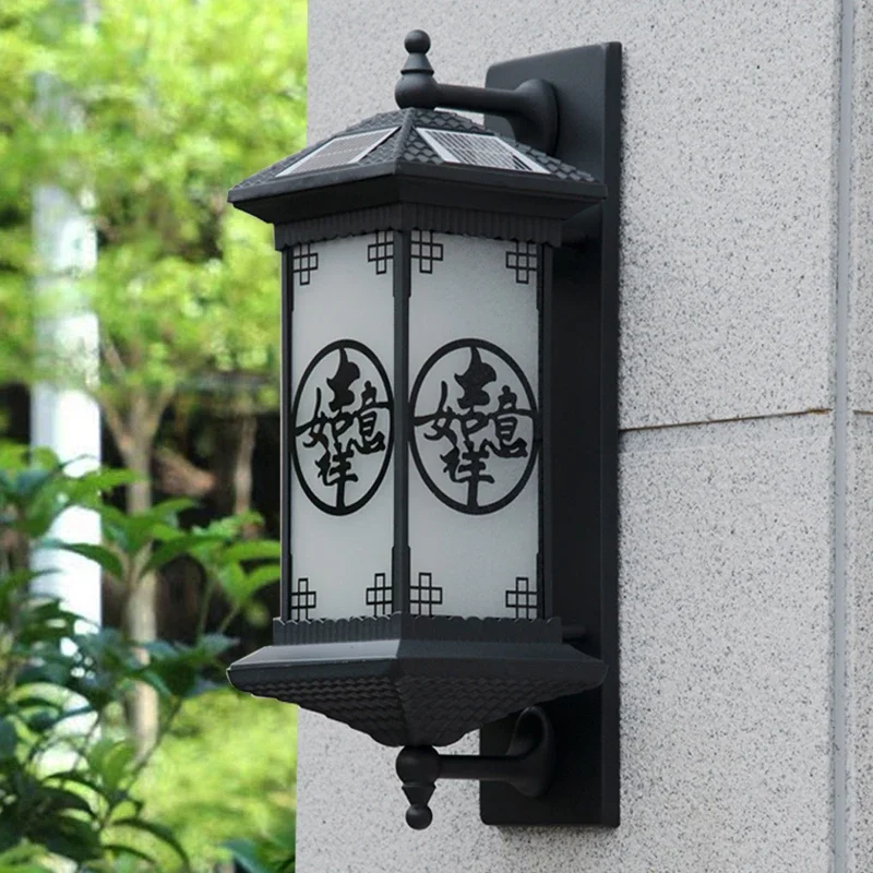 KERWIN Outdoor Solar Wall Lamp Creativity Chinese Style Coffee Sconce Light LED Waterproof IP65 for Home Balcony Courtyard