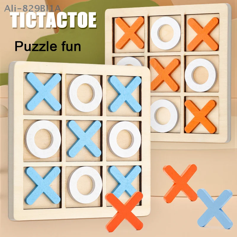 Wooden X-O Tic-tac-toe Cross Chess Parent Child Interactive Leisure Battle Board Game Two Person Battle Entertainment Puzzle Toy