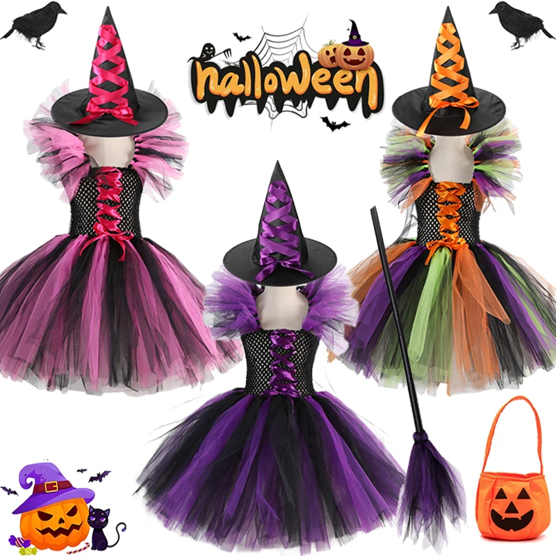 Children Halloween Witch Dress Halloween Costume Girls Witch Cosplay Costume Kids Witch Dress Kids Halloween Party Clothings