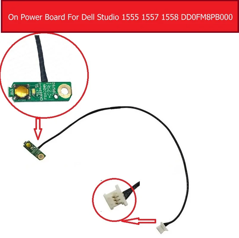 

Оригинальная плата включения/выключения питания для Dell Studio 1555 1557 1558 серии, плата кнопки питания со заменой кабеля DD0FM8PB000