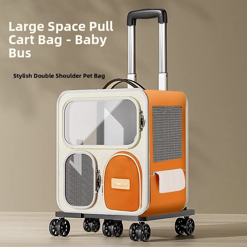 

Large Capaci Bag Portable Pet Bapa with Pull Rod Double oulder Bag for Dogs And Multiple s Travel Lage