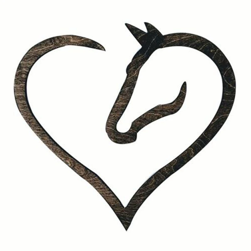 Hanging Love Horse Heart Wooden Wall Art Home Decor Wooden Horse Heart Wall Sign Sculpture For Home Wedding Decor CNIM Hot