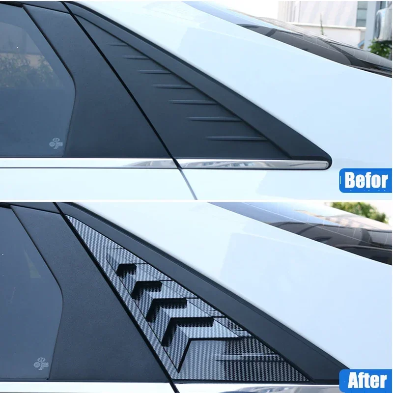 2Pcs Car Rear Side Vent Window Scoop Louver Trim Stickers Fit For Hyundai Elantra 2021 Carbon Fiber Modification Car Accessories
