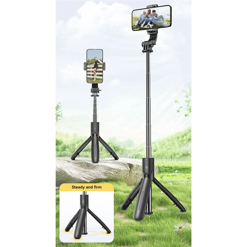 L21 Selfie Stick 床置き三脚、拡張可能なロッドリモコン付き Android & IOS 用
