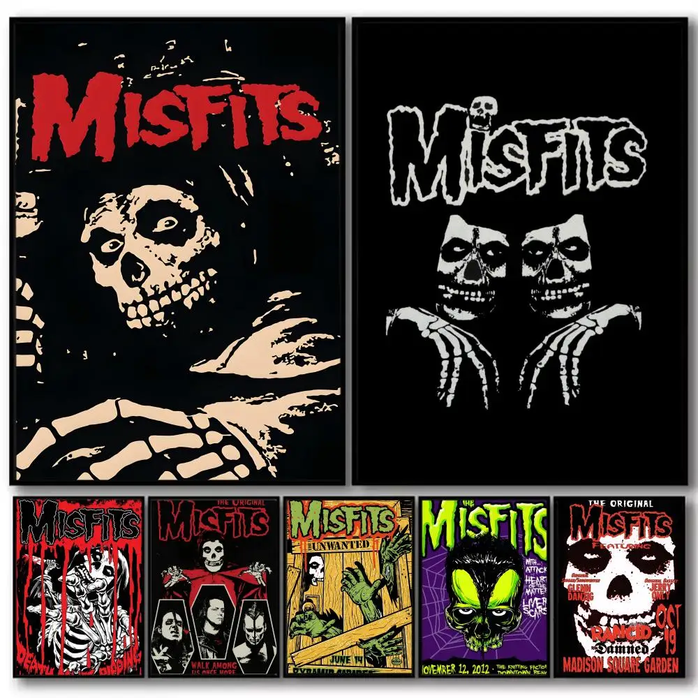 Band M-misfits Painting Calligraphy High-Quality Cotton Canvas Poster Wall Art for Living Room Modern Coffee House Decor