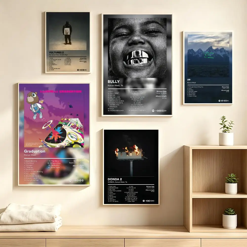 Rapper K-Kanye-E W-West Bully Poster Decorative Wall Art Mural Stickers Home Decor Gift for Living Room & Hallway