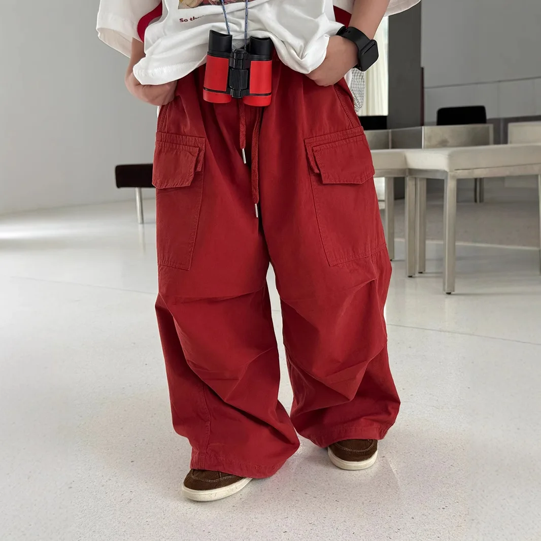 

Children Clothes Kids Casual Fashionable Pocket Design Long Pants Summer 2025 Boys Korean Style Solid Color Casual Pants