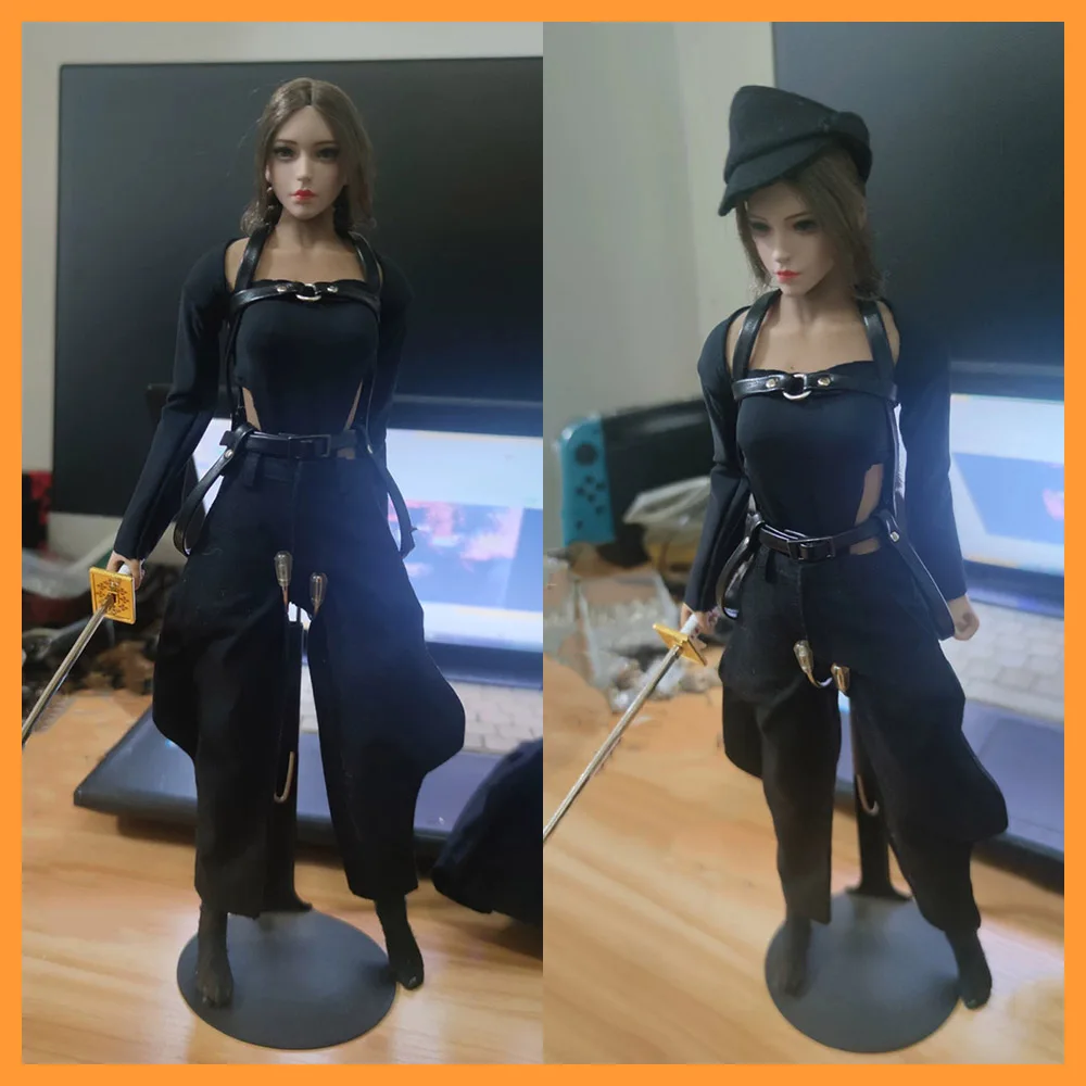 1/6 Scale Female Soldier High-Slit Bikini Style Jumpsuit Haren Pants and Leather Straps Accessories for 12in Action Figure Body