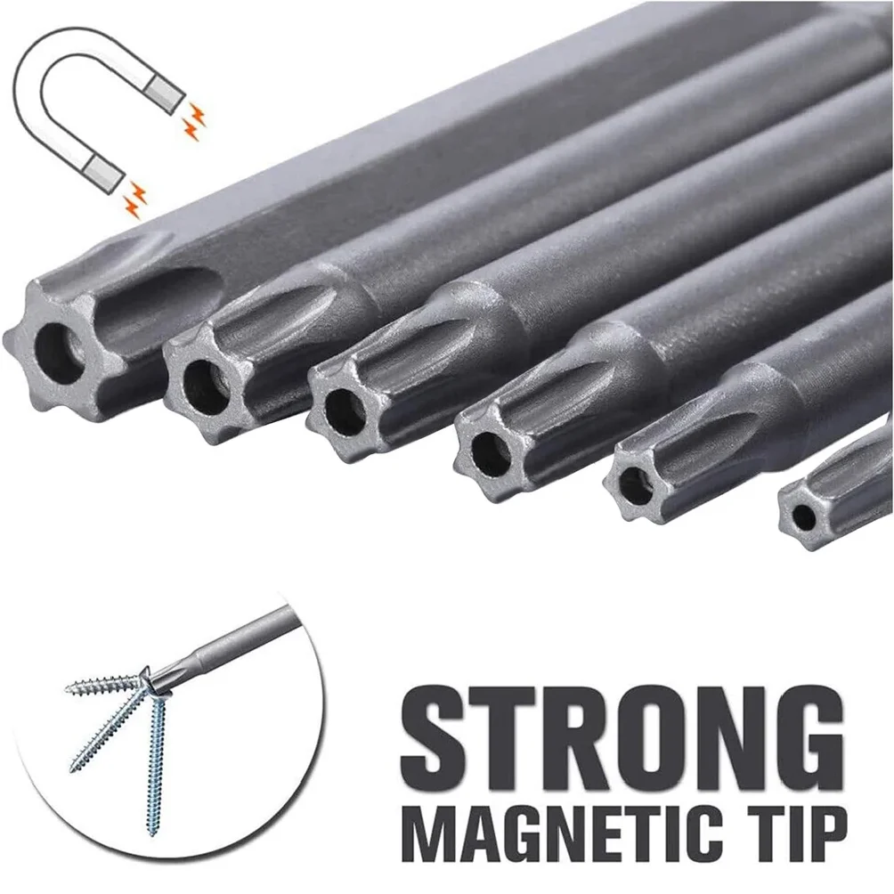 11PCS Torx Security Bit Set S2 Steel Magnetic Security Screwdriver Set 50/100mm Star Screwdriver Set for Shark Vacuum T6-T40