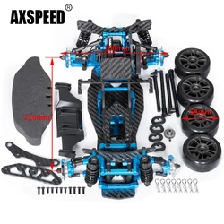 AXSPEED Aluminiowe i z włókna węglowego i plastikowe koła Amortyzatory Rama Podwozie Zestaw do Sakura D5 MINI MR 1/10 RC Drift Car Parts