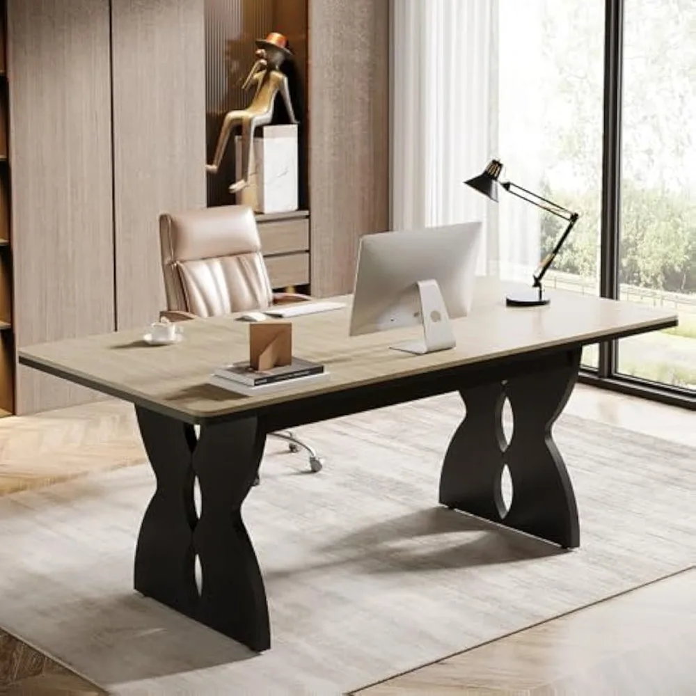 

70.87-Inch Large Executive Office Desk, Modern Long Work Desk for Home Office, Heavy-Duty Wood Home Office Desk
