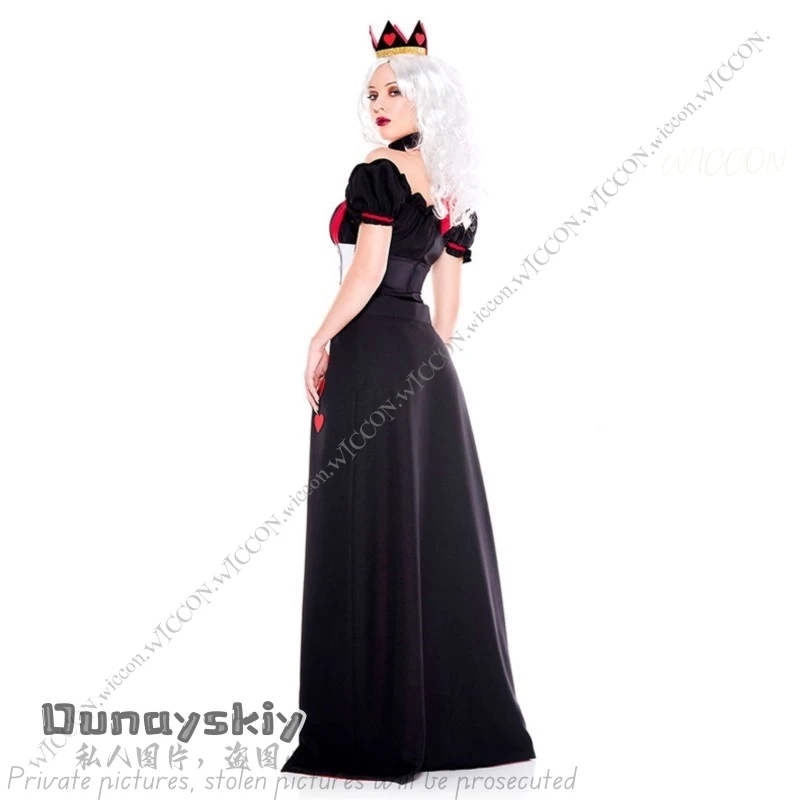 Adult Kid Queen of Hearts Wonderland Costume Cosplay Halloween Party Masquerade Costumes Sexy Headdress+Neck+Top+Tie Skirt+Socks