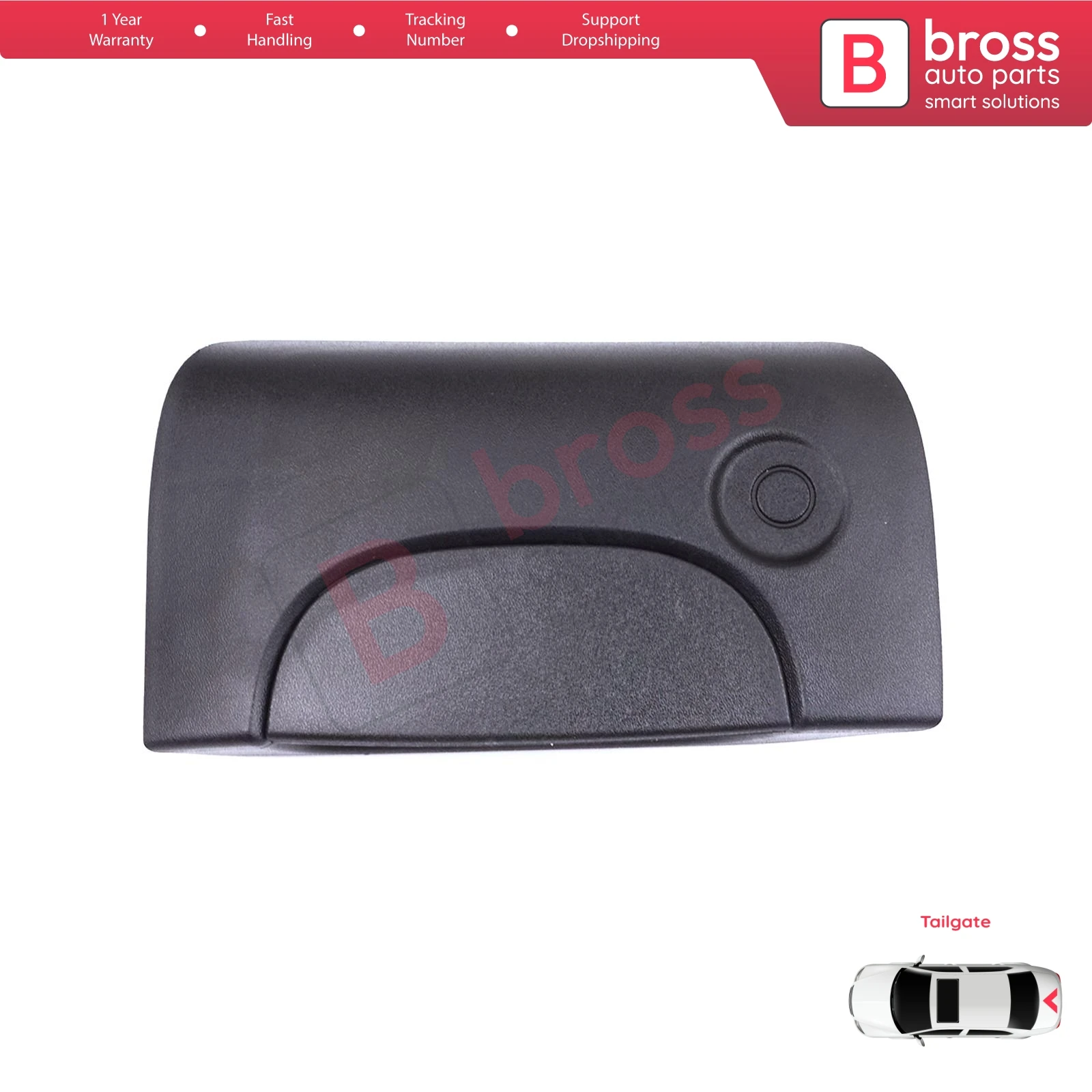 BDP1423 Tailgate Trunk Rear Exterior Door Opener Handle Black for Renault Kangoo Nissan Kubistar MK1 X76 FC KC 1997-2009